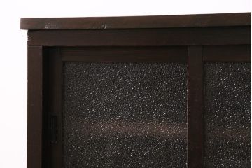 アンティーク家具　和製アンティーク　ダイヤガラス入り　倹飩式扉　渋さと味わいが魅力的なサイドボード(収納棚、引き出し、テレビ台)(R-043969)