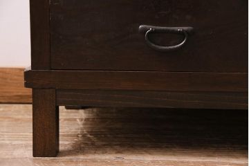 アンティーク家具　和製アンティーク　ダイヤガラス入り　倹飩式扉　渋さと味わいが魅力的なサイドボード(収納棚、引き出し、テレビ台)(R-043969)