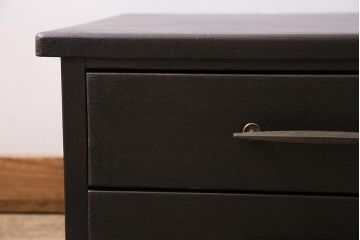 レトロ家具　昭和中期　ペイント　シックな印象の小引き出し(小物収納、卓上収納)(R-043970)