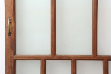 アンティーク建具　昭和中期　ヒノキ材・腰板ケヤキ材　上手物!角麻の組子細工がおしゃれな木製ドア(木製扉、ガラス扉、開き戸)(R-043971)