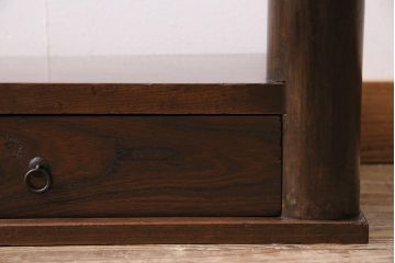 アンティーク家具　和製アンティーク　明治大正期　総ケヤキ材の引き出し付き置床(置き床、飾り台)(R-043972)