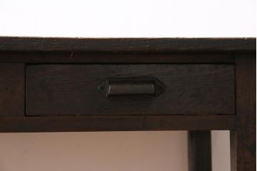 アンティーク家具　昭和初期　ヒノキ材　使いこまれた質感が味わい深い平机(デスク、ワークデスク、在宅ワーク、在宅用)(R-043983)