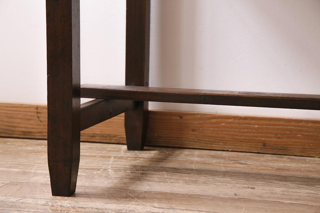 アンティーク家具　昭和初期　ヒノキ材　使いこまれた質感が味わい深い平机(デスク、ワークデスク、在宅ワーク、在宅用)(R-043983)