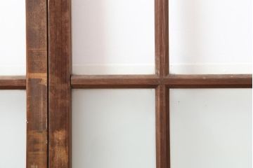アンティーク建具　昭和初期　ノスタルジックな雰囲気が魅力のガラス戸2枚セット(引き戸)(R-043985)