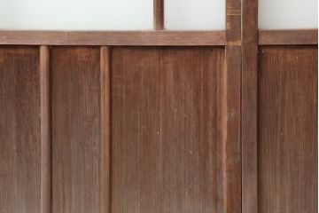 アンティーク建具　昭和初期　ノスタルジックな雰囲気が魅力のガラス戸2枚セット(引き戸)(R-043985)