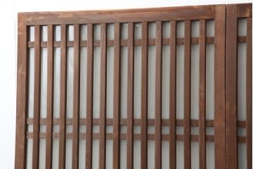 アンティーク建具　昭和中期　ヒノキ材　すりガラス入り　上手物のガラス格子戸2枚セット(引き戸)(R-043986)