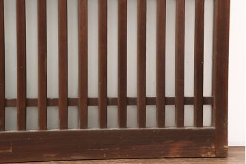 アンティーク建具　昭和中期　ヒノキ材　すりガラス入り　上手物のガラス格子戸2枚セット(引き戸)(R-043986)