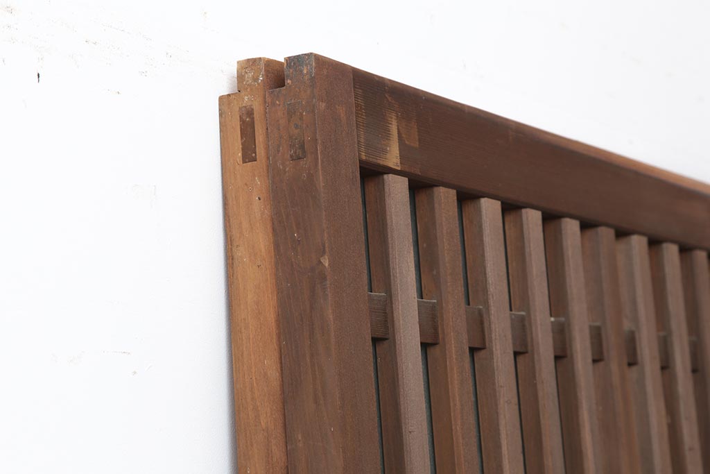 アンティーク建具　昭和中期　ヒノキ材　すりガラス入り　上手物のガラス格子戸2枚セット(引き戸)(R-043986)