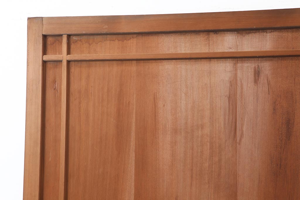 アンティーク建具　昭和中期　ヒノキ材・柾目　上手物!木の風合いが楽しめる木製ドア(木製扉、開き戸)(R-043988)
