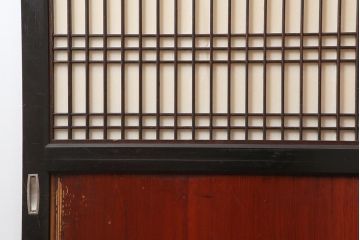 アンティーク建具　明治大正期　上品な空間作りにおすすめの格子帯戸2枚セット(引き戸、障子戸)(R-043989)