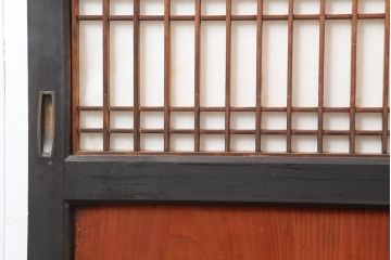 アンティーク建具　明治大正期　上品な空間作りにおすすめの格子帯戸2枚セット(引き戸、障子戸)(R-043990)