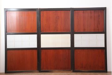 アンティーク建具　明治大正期　上品な空間作りにおすすめの格子帯戸3枚セット(引き戸、障子戸)(R-043991)