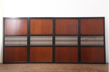 アンティーク建具　明治大正期　上品な空間作りにおすすめの格子帯戸4枚セット(引き戸、障子戸)(R-043992)