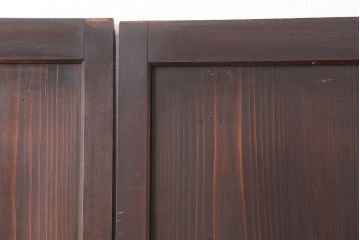 アンティーク建具　明治期　深みのある色味が素敵な帯戸2枚セット(引き戸、板戸)(R-043993)