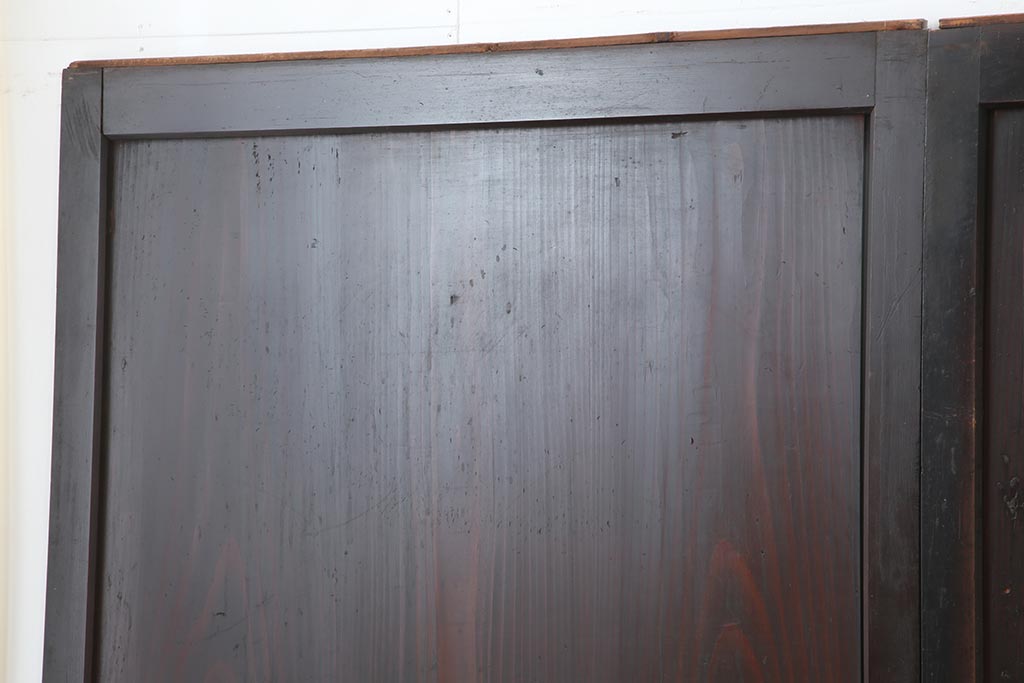 アンティーク建具　明治期　深みのある色味が素敵な帯戸3枚セット(引き戸、板戸)(R-043994)