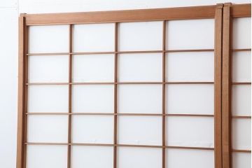 アンティーク建具　昭和中期　しっかりとした木目が魅力の障子戸2枚セット(引き戸)(R-043995)