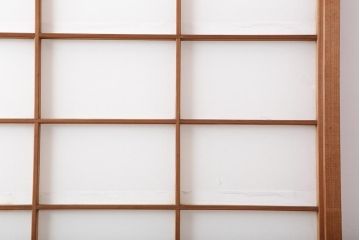 アンティーク建具　昭和中期　しっかりとした木目が魅力の障子戸2枚セット(引き戸)(R-043995)