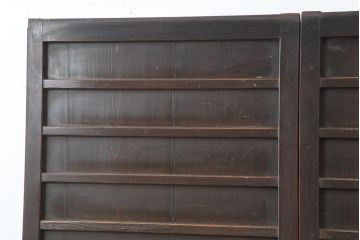 アンティーク建具　明治大正期　古い木の温かみが感じられる舞良戸2枚セット(板戸、引き戸)(R-043996)