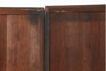アンティーク建具　明治大正期　赤みがかった木色が趣のある舞良戸2枚セット(板戸、引き戸)(R-043997)