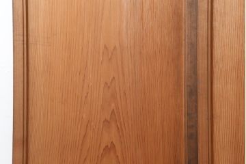 アンティーク建具　昭和中期　幅狭タイプ　一枚板　粋な意匠がおしゃれな板戸2枚セット(建具、引き戸)(R-043998)