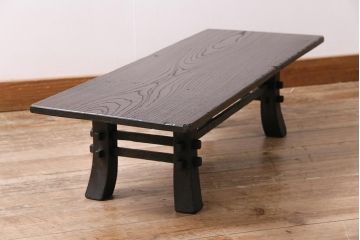 アンティーク家具　明治大正期　総ケヤキ材　力強い杢目が魅力の文机(座卓、座机、ローテーブル、センターテーブル)(R-044002)