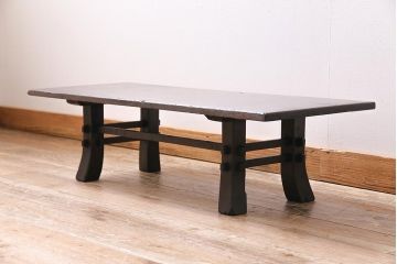 アンティーク家具　明治大正期　総ケヤキ材　力強い杢目が魅力の文机(座卓、座机、ローテーブル、センターテーブル)(R-044002)