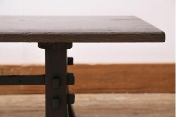 アンティーク家具　明治大正期　総ケヤキ材　力強い杢目が魅力の文机(座卓、座机、ローテーブル、センターテーブル)(R-044002)