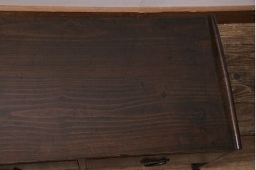 アンティーク家具　大正昭和初期　ヒノキ材　引き出し2杯付きの文机(座卓、座机、ローテーブル、センターテーブル)(R-044003)