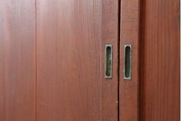 アンティーク建具　昭和初期　赤みがかった木色が味わい深い板戸3枚セット(建具、引き戸)(R-044007)