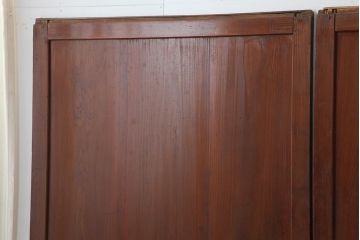 アンティーク建具　昭和初期　赤みがかった木色が味わい深い板戸3枚セット(建具、引き戸)(R-044007)