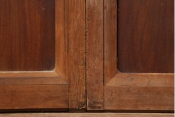 アンティーク建具　昭和初期　上手物!腰板欅(ケヤキ)材　裏障子付き　幅狭タイプ　上質な和の空間を彩る万本格子戸4枚セット(ガラス帯戸、建具、引き戸)(R-044008)