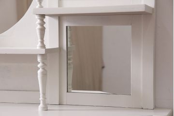 アンティーク家具　鏡付き　フランスアンティークのペイントキャビネット(ドレッサー、パーラーキャビネット)(R-044012)