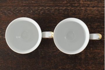 中古　ハンガリー　HOLLOHAZA(ホロハーザ)　Pannonia(パノニア)　バラ(薔薇)　カップ&ソーサー2客セット(洋食器)(R-044013)