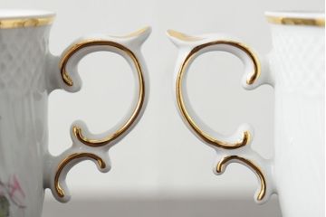 中古　ハンガリー　HOLLOHAZA(ホロハーザ)　Pannonia(パノニア)　バラ(薔薇)　カップ&ソーサー2客セット(洋食器)(R-044013)