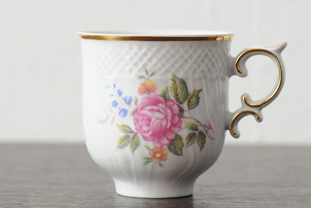 R-044013　中古　ハンガリー　HOLLOHAZA(ホロハーザ)　Pannonia(パノニア)　バラ(薔薇)　カップ&ソーサー2客セット(洋食器)(R-044013) hollohazaの通販