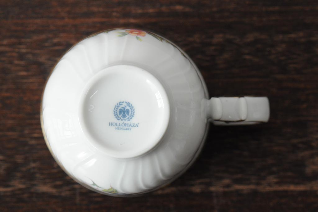 中古　ハンガリー　HOLLOHAZA(ホロハーザ)　Pannonia(パノニア)　バラ(薔薇)　カップ&ソーサー2客セット(洋食器)(R-044013)