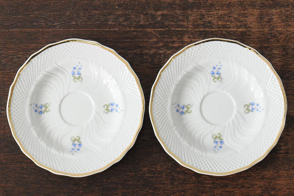 中古　ハンガリー　HOLLOHAZA(ホロハーザ)　Pannonia(パノニア)　バラ(薔薇)　カップ&ソーサー2客セット(洋食器)(R-044013)