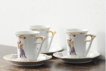 中古　ハンガリー　HOLLOHAZA(ホロハーザ)　Laura(ラウラ)　カップ&ソーサー3客セット(コーヒーカップ、洋食器)(R-044014)
