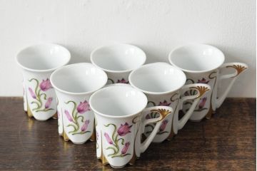 中古　ハンガリー　HOLLOHAZA(ホロハーザ)　Laura(ラウラ)　カップ&ソーサー6客セット(コーヒーカップ、洋食器)(R-044015)