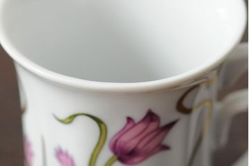 中古　ハンガリー　HOLLOHAZA(ホロハーザ)　Laura(ラウラ)　カップ&ソーサー6客セット(コーヒーカップ、洋食器)(R-044015)