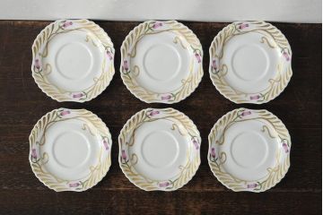 中古　ハンガリー　HOLLOHAZA(ホロハーザ)　Laura(ラウラ)　カップ&ソーサー6客セット(コーヒーカップ、洋食器)(R-044015)