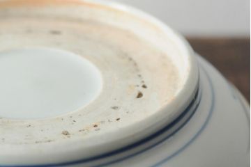 骨董　明治期　伊万里焼　花蝶ねじり文染付深鉢(深皿、和食器)(R-044017)