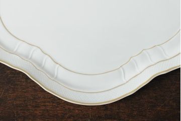 中古　ハンガリー　HOLLOHAZA(ホロハーザ)　Pannonia(パノニア)　プレート(トレー、変形皿、洋食器)(R-044020)