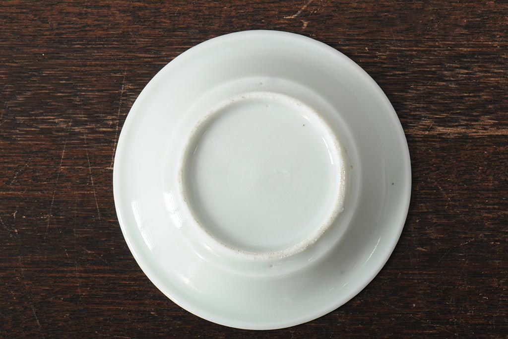 骨董　江戸明治期　陽刻白磁小皿4枚セット(伊万里焼、和食器)(R-044024)