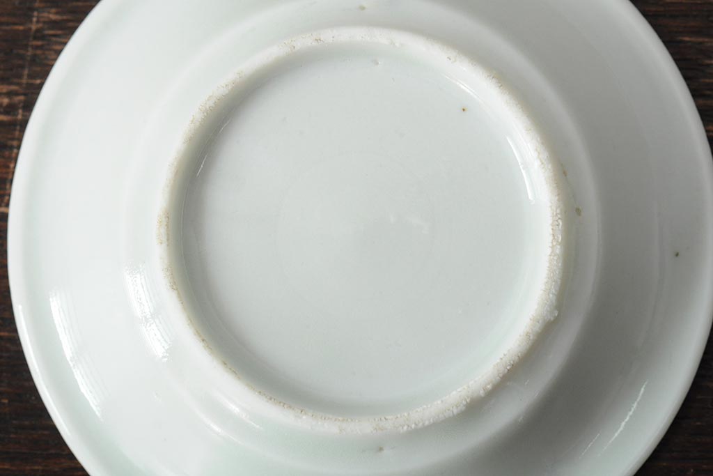 骨董　江戸明治期　陽刻白磁小皿4枚セット(伊万里焼、和食器)(R-044024)