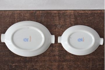 中古　ハンガリー　HEREND(ヘレンド)　ヴィクトリア　オーバルプレート大・小2枚セット(洋食器)(R-044026)