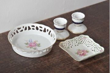 ビンテージ雑貨　HOLLOHAZA(ホロハーザ)　Schumann(シューマン)　洋食器など4点セット(深皿、キャンドルスタンド)(R-044028)