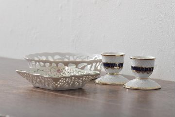 ビンテージ雑貨　HOLLOHAZA(ホロハーザ)　Schumann(シューマン)　洋食器など4点セット(深皿、キャンドルスタンド)(R-044028)