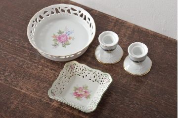 ビンテージ雑貨　HOLLOHAZA(ホロハーザ)　Schumann(シューマン)　洋食器など4点セット(深皿、キャンドルスタンド)(R-044028)