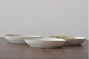 中古　ハンガリー　HEREND(ヘレンド)　ヴィクトリア・南京ブーケ(ピンク)など　オーバルプレート3枚セット(洋食器)(R-044029)